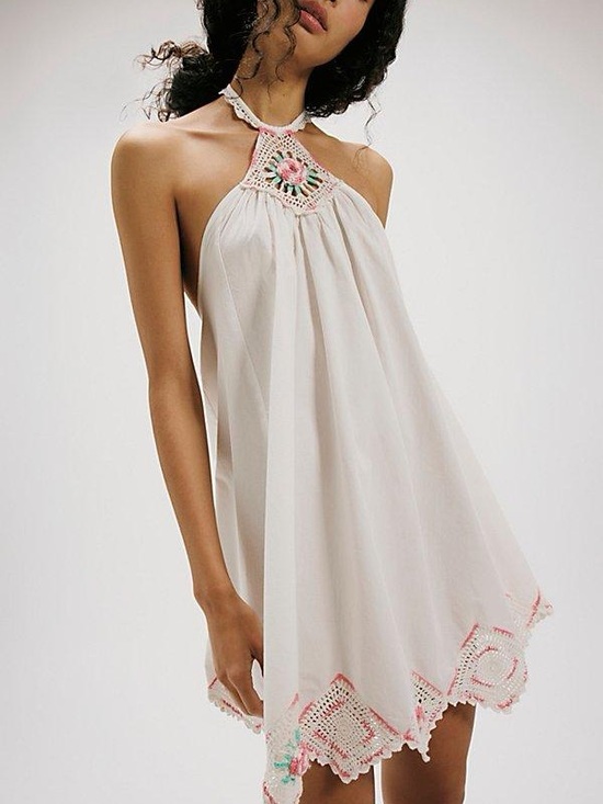 Free People Dresses & Skirts - Free people cerilliam crochet halter mini dress